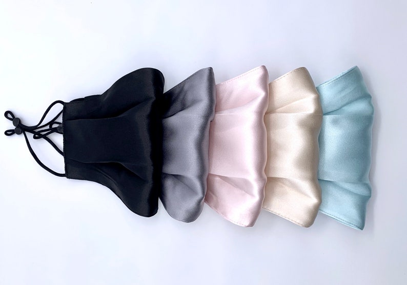 ORGANIC Silk face mask | Mulberry silk face mask with nose clip and pleated | 100% Silk | Adjustable bands | Easy to Breath | Washable