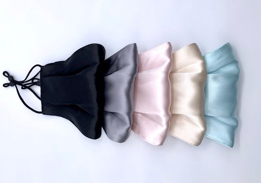 ORGANIC Silk face mask | Mulberry silk face mask with nose clip and pleated | 100% Silk | Adjustable bands | Easy to Breath | Washable